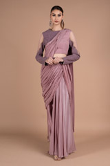 Crepe Draped Saree Set1865 video